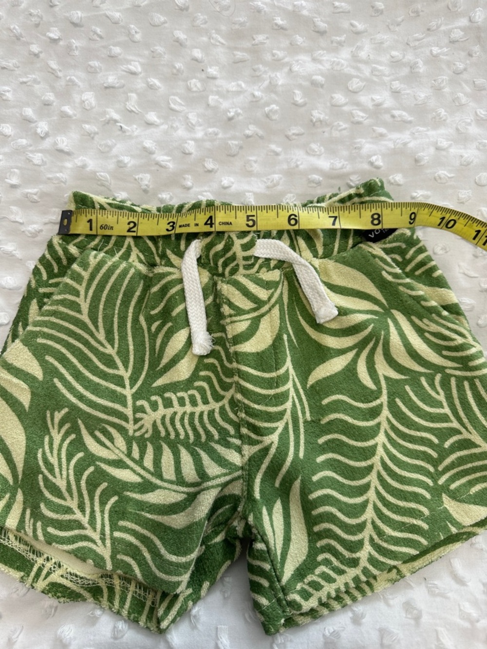 Volcom Vacation Surf Skater Boho  Cabana Beach Green/Cream Leaf Print Set Sz12M - Picture 9 of 11